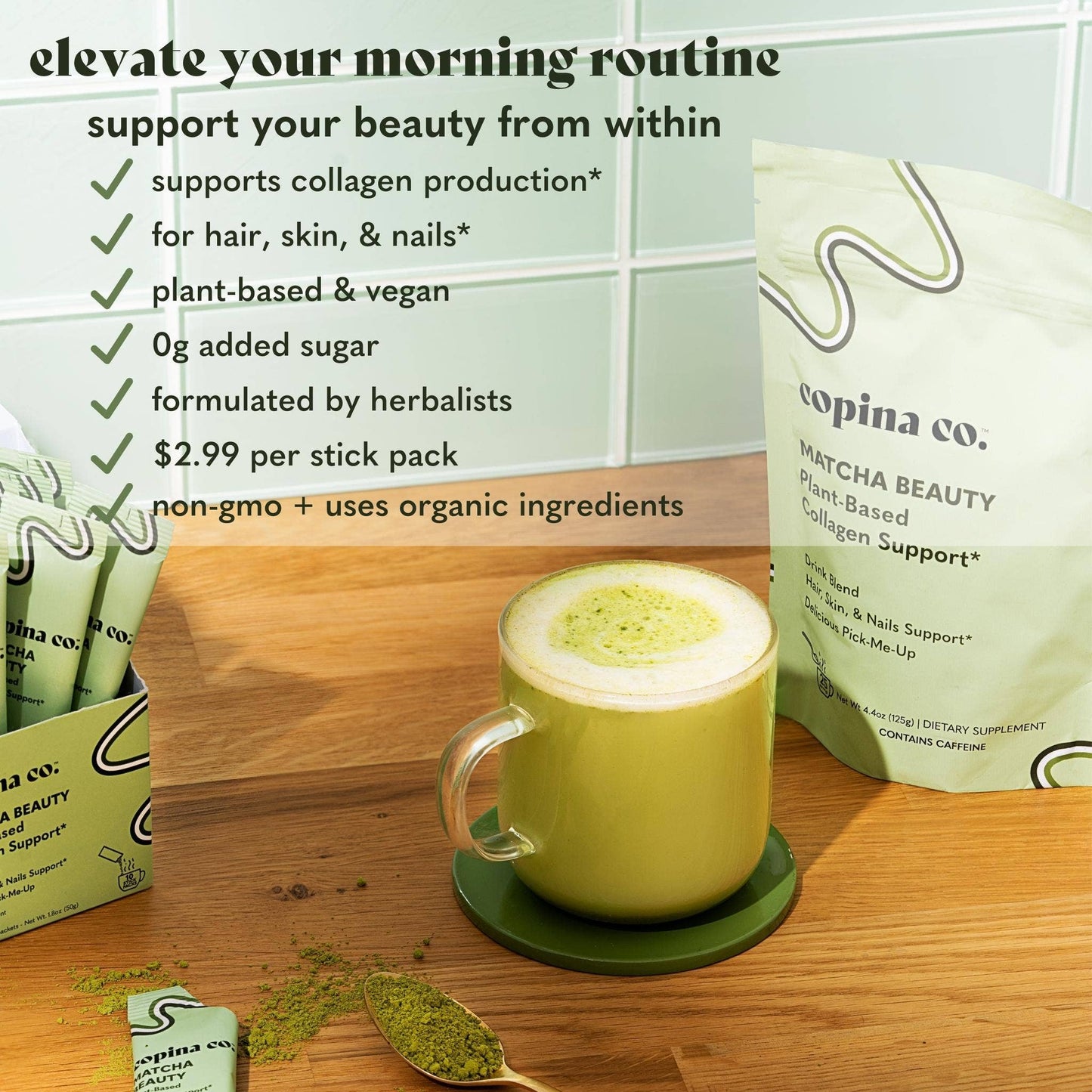 Matcha Plant-Based Collagen Boost Latte Stick Pack