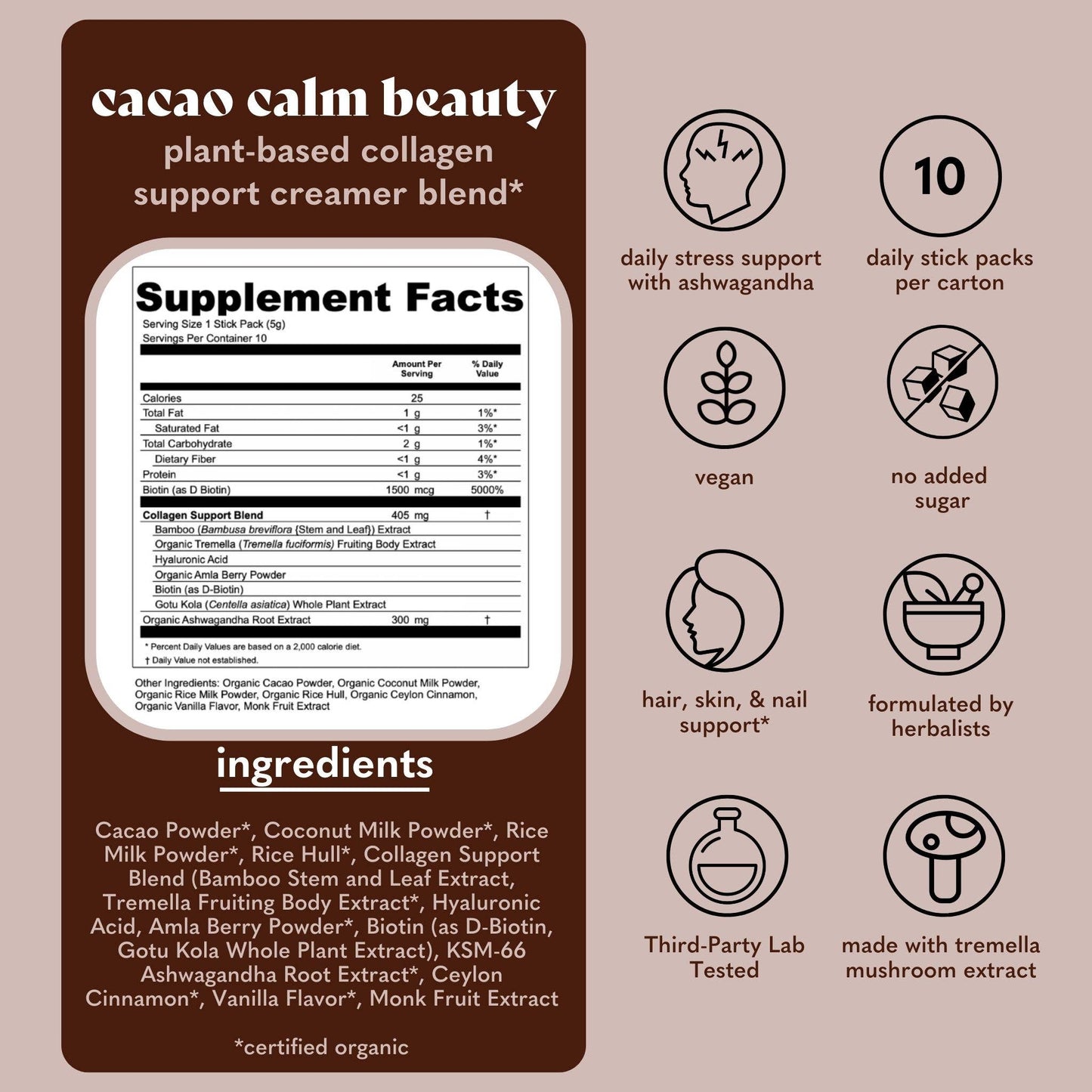Cacao Calm Beauty Plant-Based Collagen Packet
