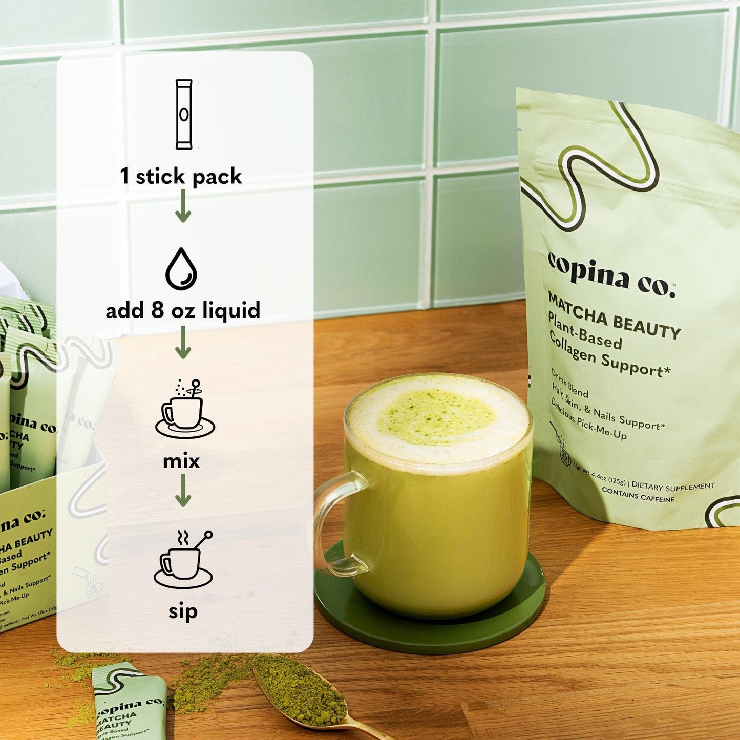 Matcha Plant-Based Collagen Boost Latte Stick Pack