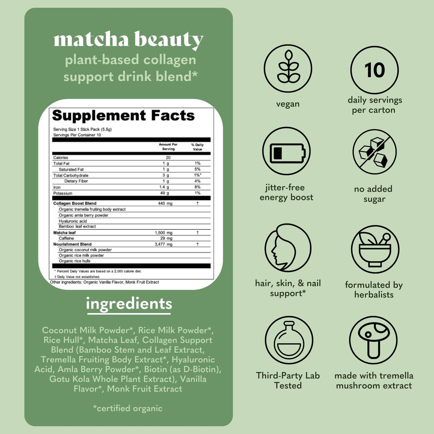Matcha Plant-Based Collagen Boost Latte Stick Pack